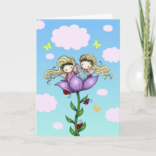 Carte d'Anniversaire Twin Fairies (Devant)