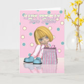 Carte D'Anniversaire Twin Sister Avec Petite Fille (Fleur jaune)