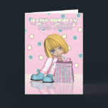 Carte D'Anniversaire Twin Sister Avec Petite Fille<br><div class="desc">Une jolie petite carte fille d'anniversaire,  une jeune femme moderne et stylisée avec son cadeau d'anniversaire,  douce et jolie toute jeune femme apprécierait,  par Moonlake Designs</div>