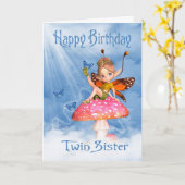Carte d'anniversaire Twin Sister - Fée mignonne su (Fleur jaune)