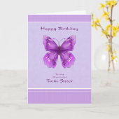 Carte d'anniversaire Twin Sister - Papillon pourpr (Fleur jaune)