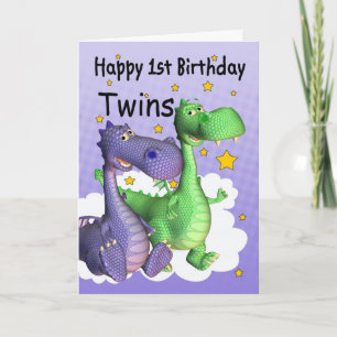 Carte d'anniversaire Twins First - Cute Dragons