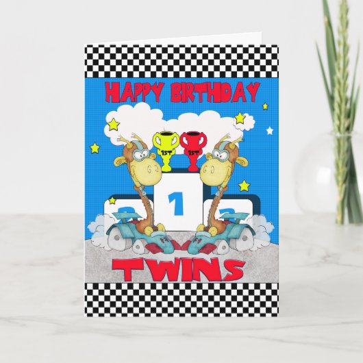 Carte d'anniversaire Twins Giraffe - Giraffe de co (Devant)