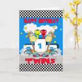 Carte d'anniversaire Twins Giraffe - Giraffe de co (Fleur jaune)