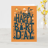 Carte d'anniversaire typographique ludique (Fleur jaune)