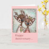 Carte d'anniversaire - Un très beau couple de cerf (Fleur jaune)