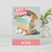 Carte d'Anniversaire Unicorn Cute (Debout devant)