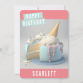 Carte d'Anniversaire Unicorn Cute (Devant)