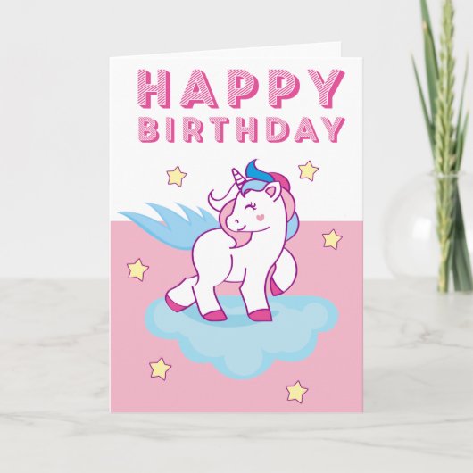 Carte d'Anniversaire Unicorn Cute (Devant)