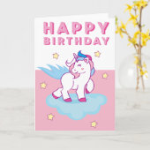 Carte d'Anniversaire Unicorn Cute (Fleur jaune)