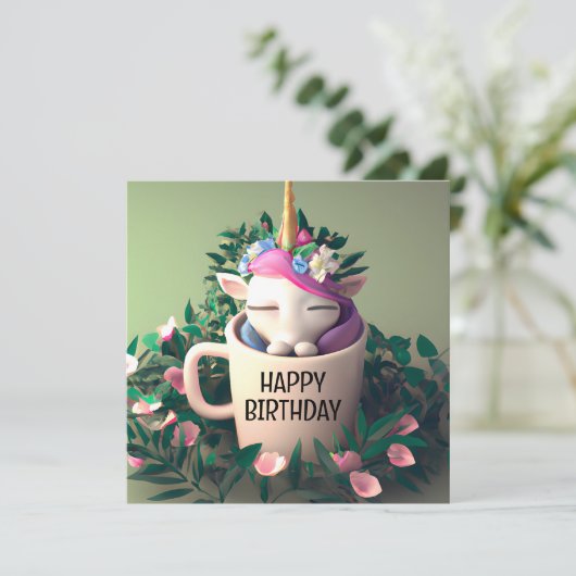 Carte d'Anniversaire Unicorn numérique mignonne (Debout devant)