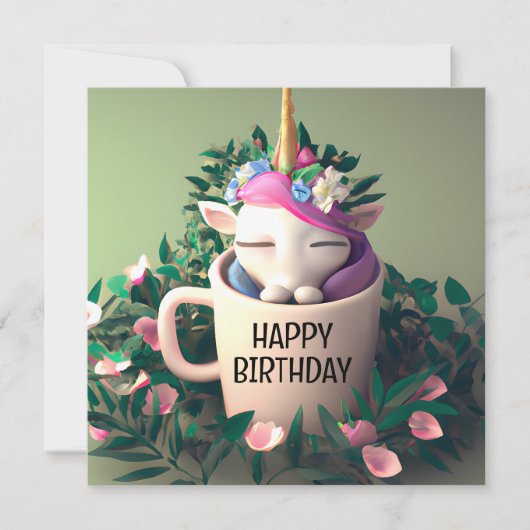 Carte d'Anniversaire Unicorn numérique mignonne (Devant)