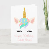 Carte d'anniversaire Unicorn personnalisée (Devant)