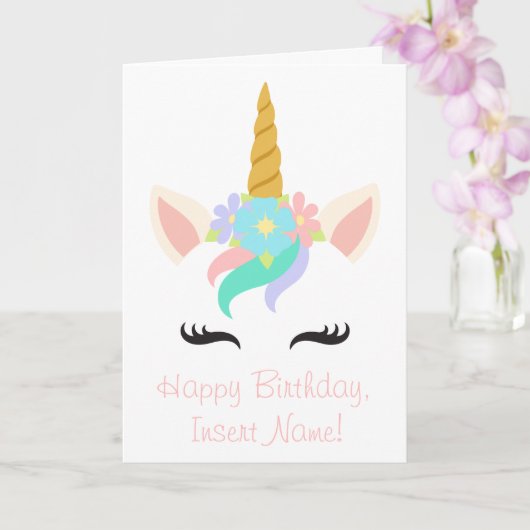 Carte d'anniversaire Unicorn personnalisée (Orchidée)