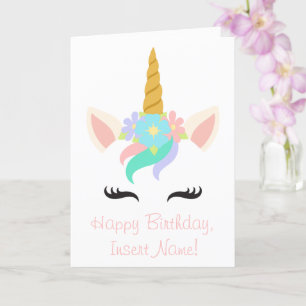 Carte d'anniversaire Unicorn personnalisée
