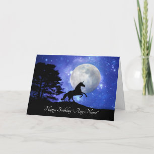 Carte d'anniversaire Unicorn personnalisée avec n'