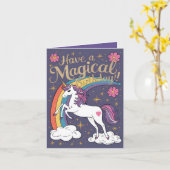 Carte d'anniversaire Unicorn Purple (Fleur jaune)