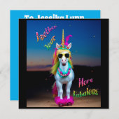 Carte d'anniversaire Unicorn Sassy personnalisatio (Devant / Derrière)