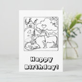Carte d'anniversaire Unicorn Vous pouvez Couleur (Debout devant)