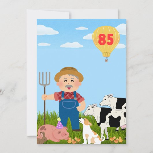 carte d'anniversaire unique 85 ans (ferme) (Devant)
