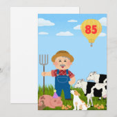 carte d'anniversaire unique 85 ans (ferme) (Devant / Derrière)