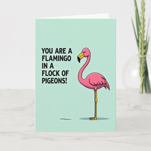 Carte d'anniversaire unique pour oiseau rose (Devant)