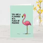 Carte d'anniversaire unique pour oiseau rose (Fleur jaune)