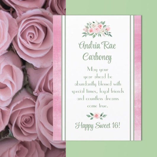 Carte d'anniversaire unique Sweet 16 customisée