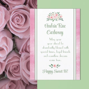 Carte d'anniversaire unique Sweet 16 customisée