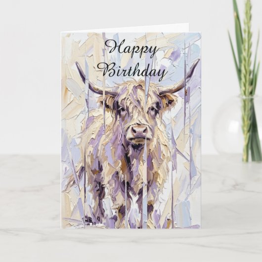 Carte d'anniversaire vache des Highlands écossaise (Devant)