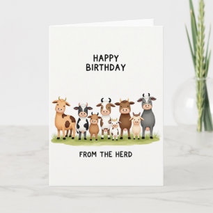 Carte d'anniversaire Vache Mignonne
