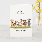 Carte d'anniversaire Vache Mignonne (Fleur jaune)