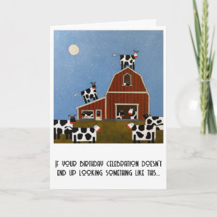 Carte d'anniversaire vaches drôles