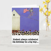 carte d'anniversaire vaches humoristiques (Fleur jaune)