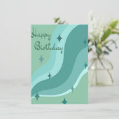 Carte d'anniversaire vague Aqua (Debout devant)