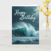 Carte d'anniversaire Vague Turquoise (Fleur jaune)