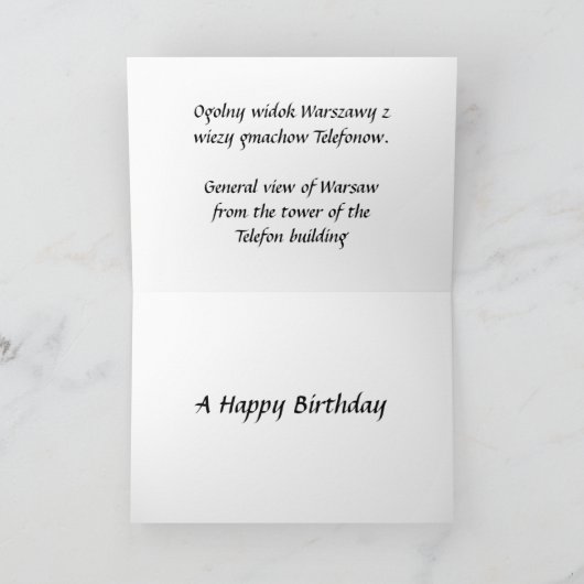 Carte d'anniversaire - Varsovie, Pologne (Intérieur)