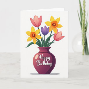 Carte d'anniversaire Vase Bloom