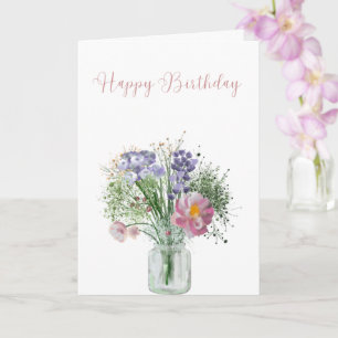 Carte d'anniversaire Vase de Fleurs Sauvages