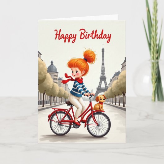 Carte d'anniversaire vélo rouge (Devant)