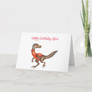 Carte d'anniversaire Velociraptor personnalisée