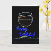 Carte d'anniversaire Verre de vin (Fleur jaune)