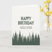 Carte d'anniversaire Vert Forêt (Fleur jaune)