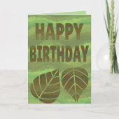 Carte d'anniversaire verte et marron texturée Natu (Devant)