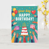 Carte d'anniversaire Vibrant Hands (Fleur jaune)