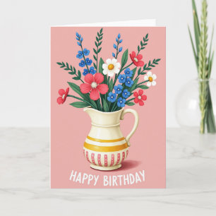 Carte d'anniversaire vibrante avec un pichet