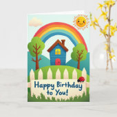 Carte d'anniversaire vibrante de colline (Fleur jaune)