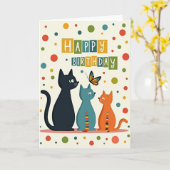 Carte d'anniversaire Vibrants Chats Papillon (Fleur jaune)