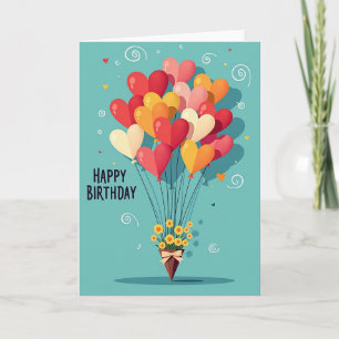 Carte d'anniversaire Vibrants Cœurs