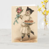 Carte d'anniversaire victorienne de chef/Baker de (Fleur jaune)
